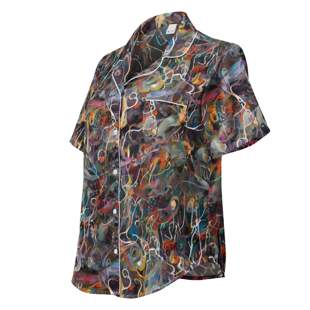 Chromatic Entanglement on Women's Short Sleeve Pajama Top — Left Front