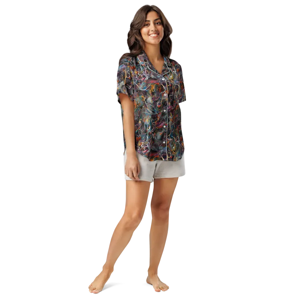 Chromatic Entanglement on Women's Short Sleeve Pajama Top — Front