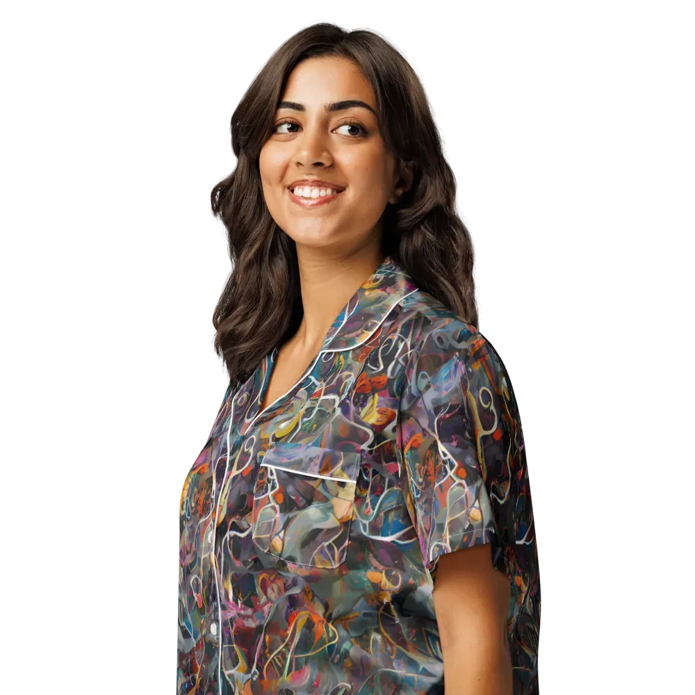Chromatic Entanglement on Women's Short Sleeve Pajama Top — Left Front