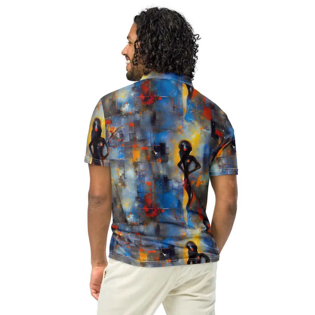 Neoblock Fusion on Men's Slim Fit Polo Shirt — Back
