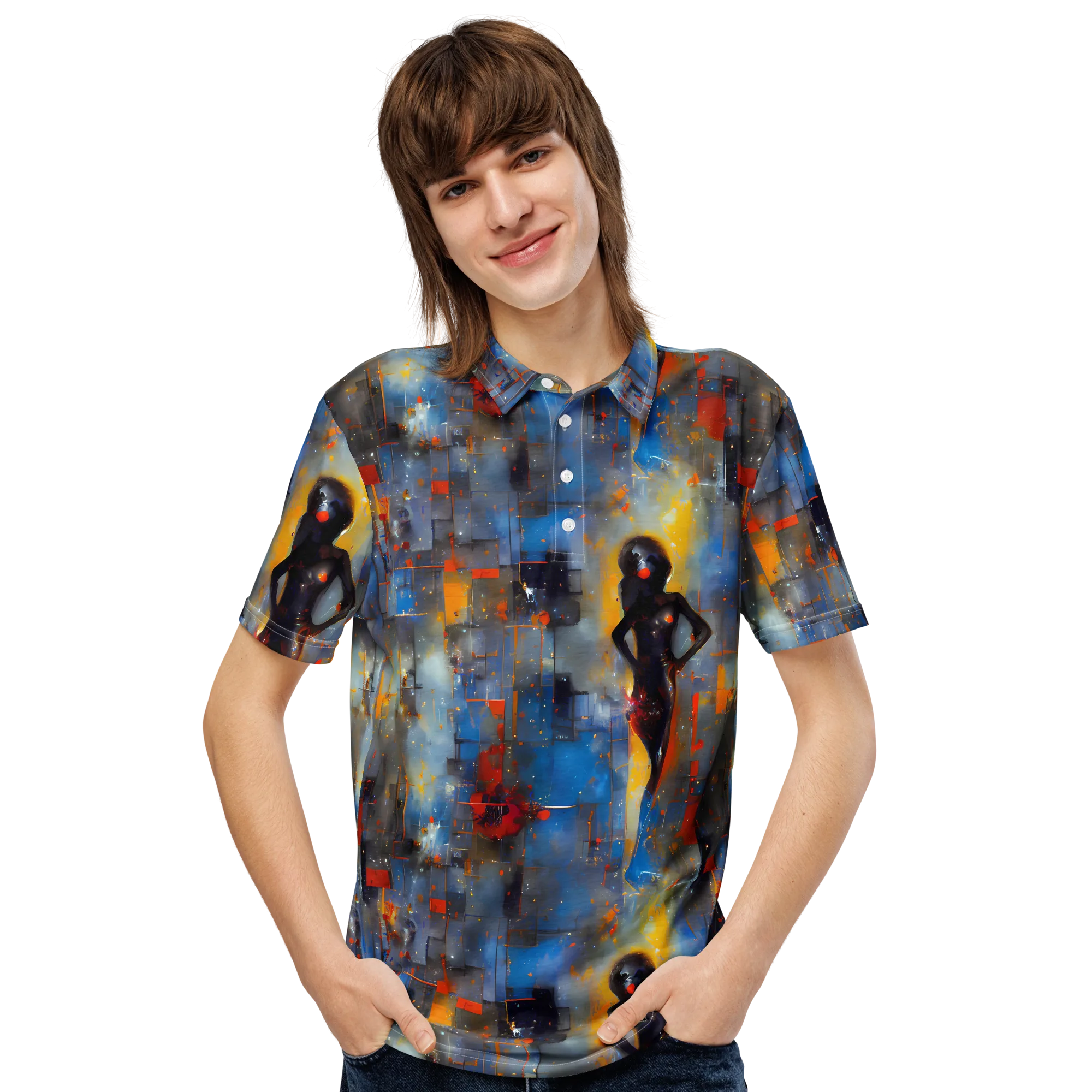 Neoblock Fusion on Men's Slim Fit Polo Shirt — Front