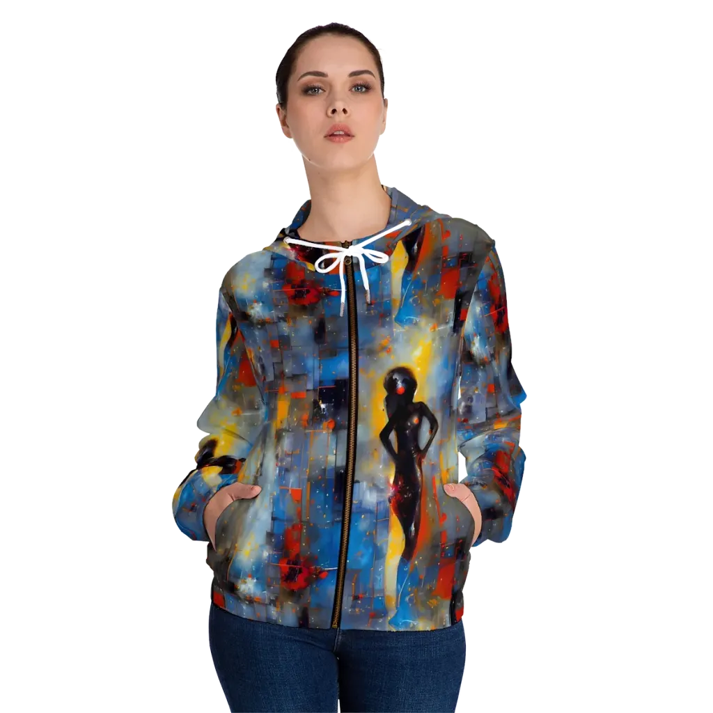 Neoblock Fusion on Women's Full-Zip Hoodie — Front On Person