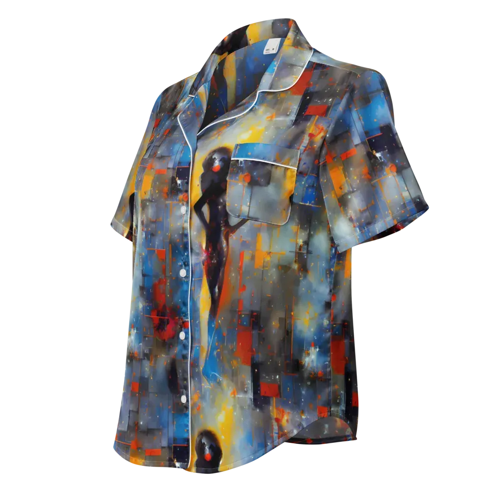 Neoblock Fusion on Women's Short Sleeve Pajama Top — Left Front