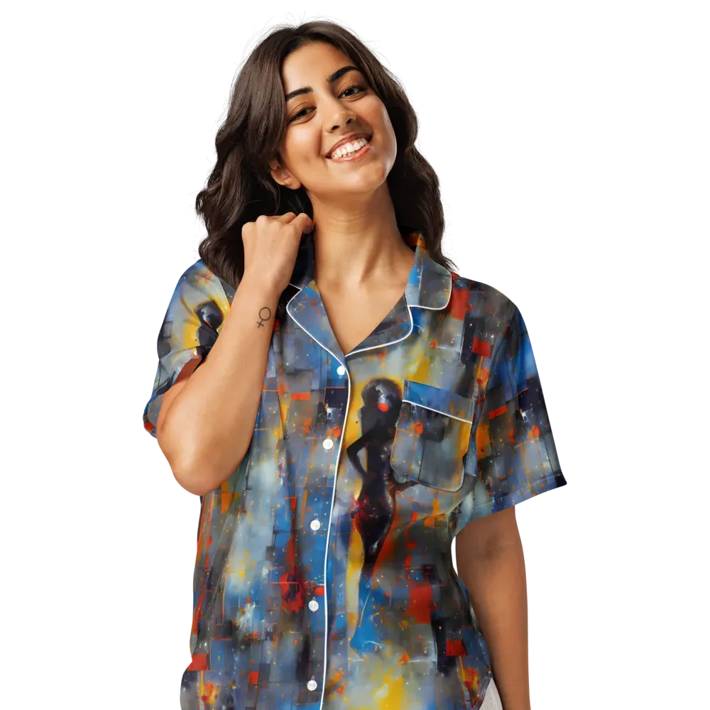 Neoblock Fusion on Women's Short Sleeve Pajama Top — Front