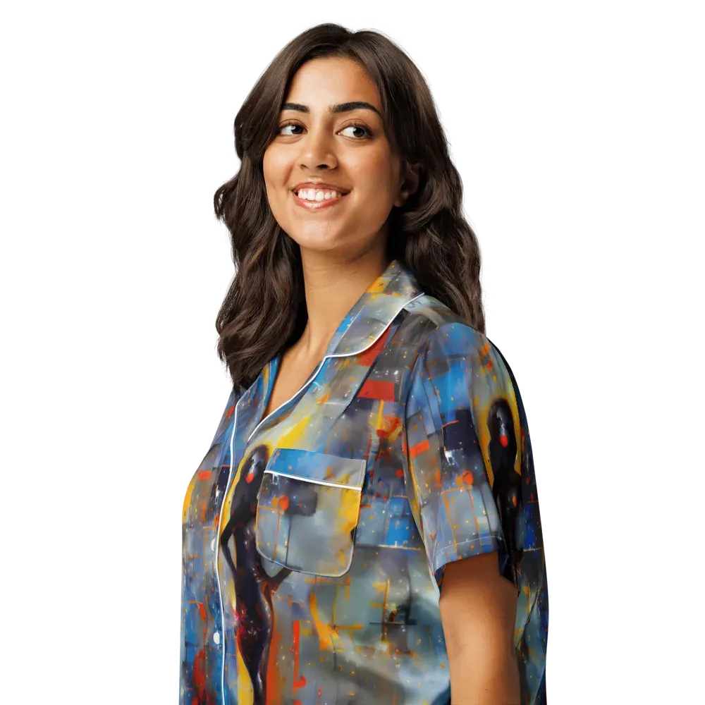 Neoblock Fusion on Women's Short Sleeve Pajama Top — Left Front