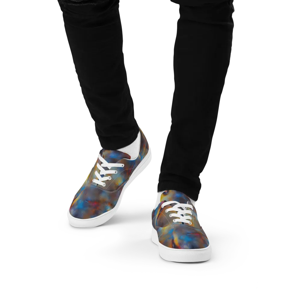 Vivid Whisper on Men's Lace-Up Canvas Shoes — Front