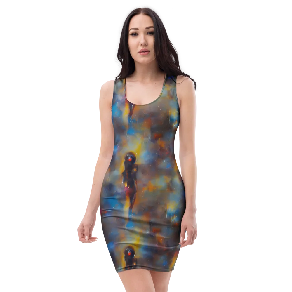 Vivid Whisper on Bodycon Dress — Front