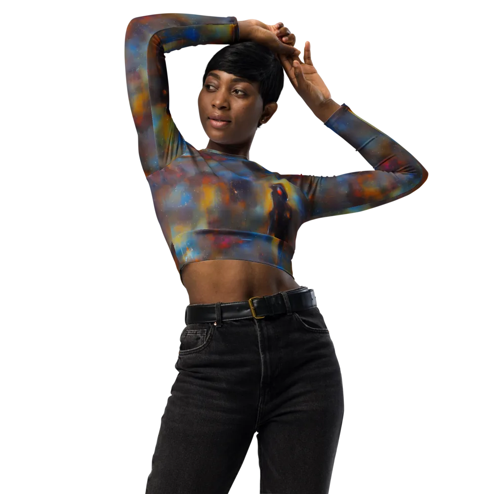Vivid Whisper on Long Sleeve Crop Top — Front