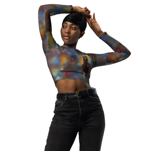 Vivid Whisper on a Long Sleeve Crop Top