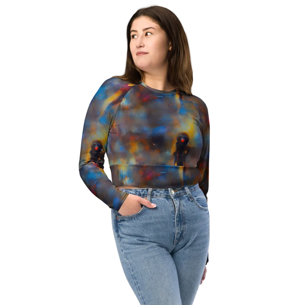 Vivid Whisper on Long Sleeve Crop Top — Front