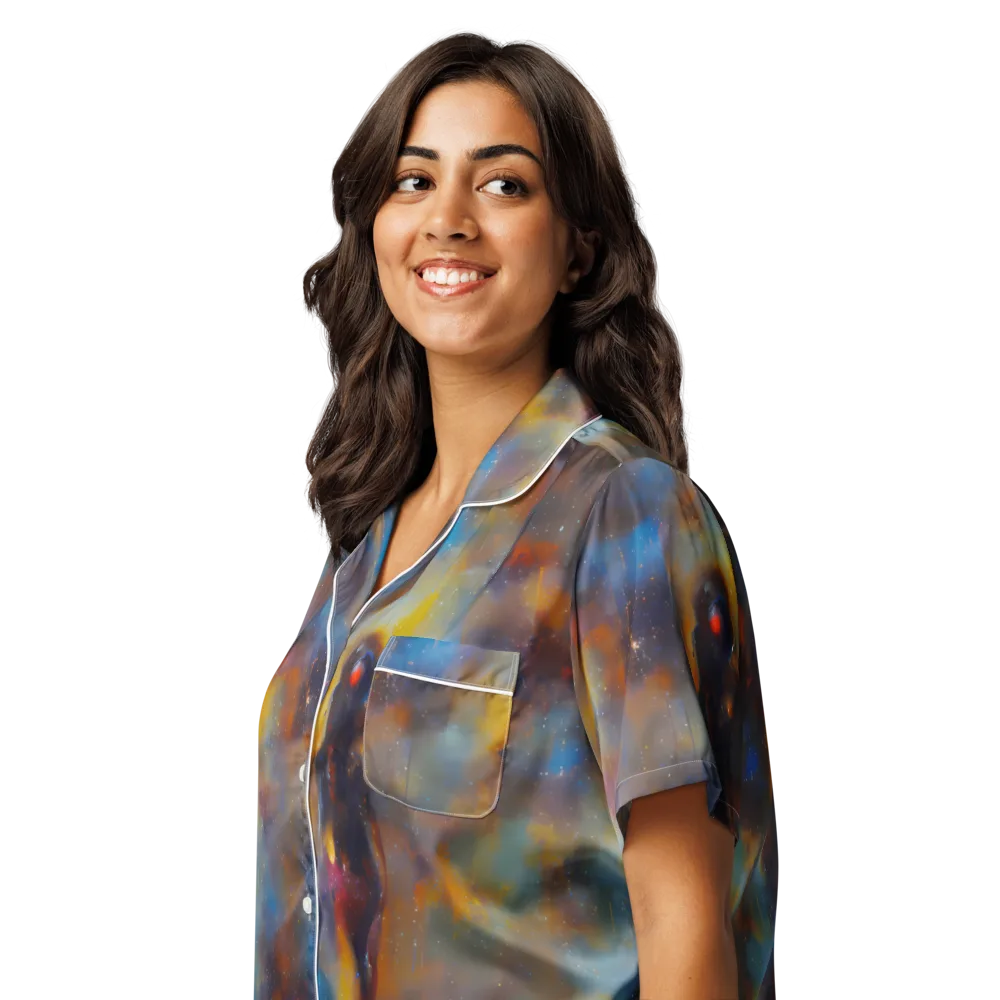 Vivid Whisper on Women's Short Sleeve Pajama Top — Left Front