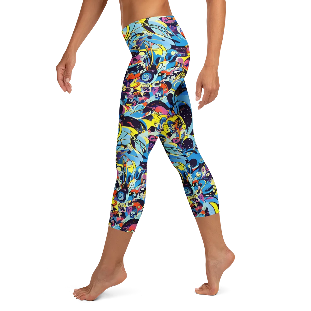 Brown Brushwork on Capri Leggings — Left