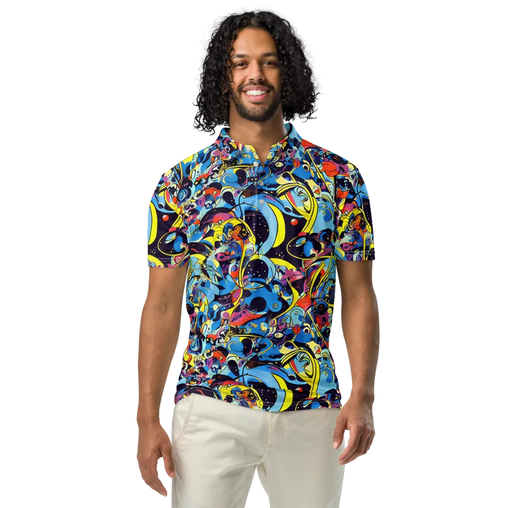 Brown Brushwork on Men's Slim Fit Polo Shirt — Front