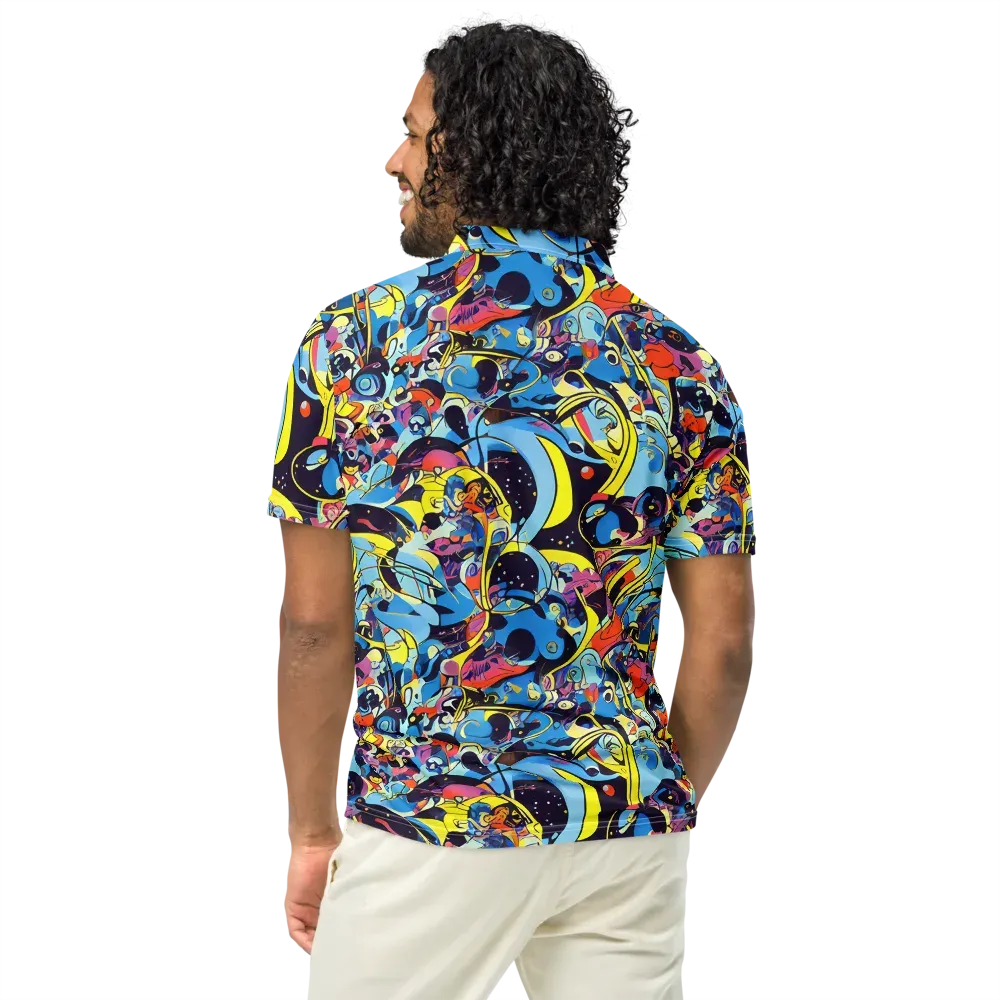 Brown Brushwork on Men's Slim Fit Polo Shirt — Back
