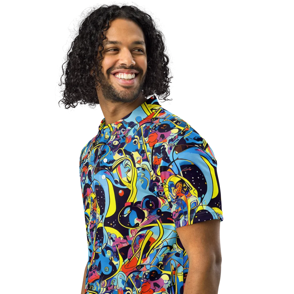 Brown Brushwork on Men's Slim Fit Polo Shirt — Left Front