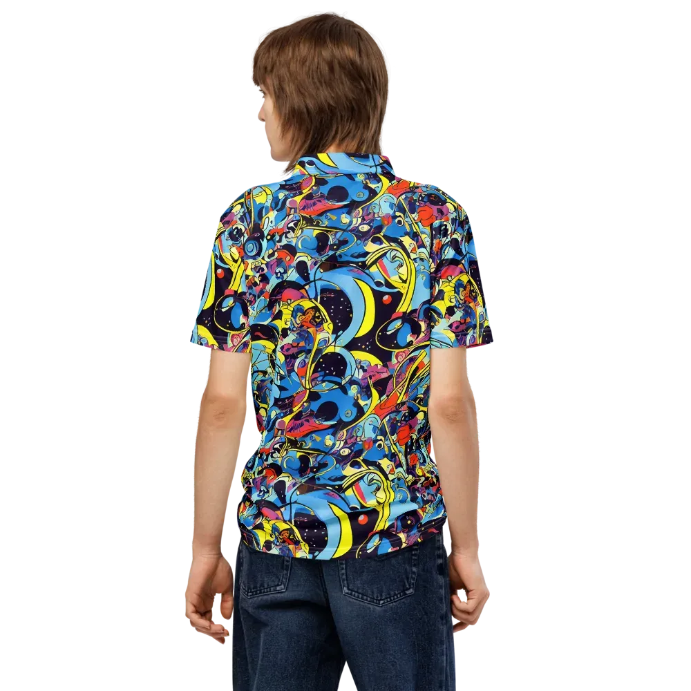 Brown Brushwork on Men's Slim Fit Polo Shirt — Back