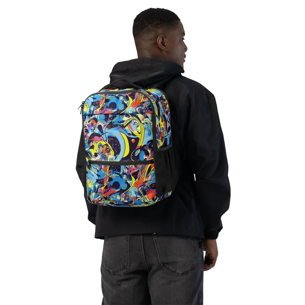 Brown Brushwork on Utility Backpack — Back