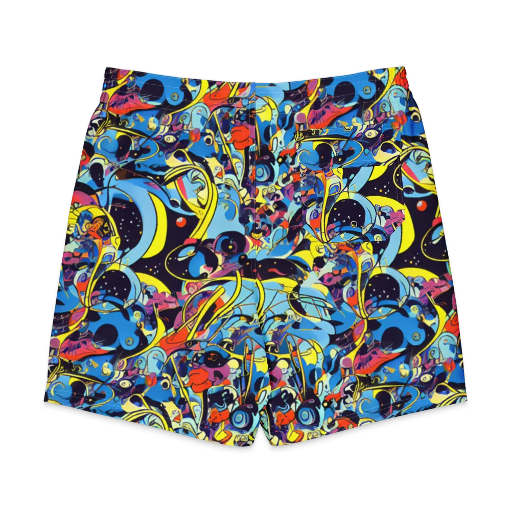 Brown Brushwork on Men's Board Shorts — Back