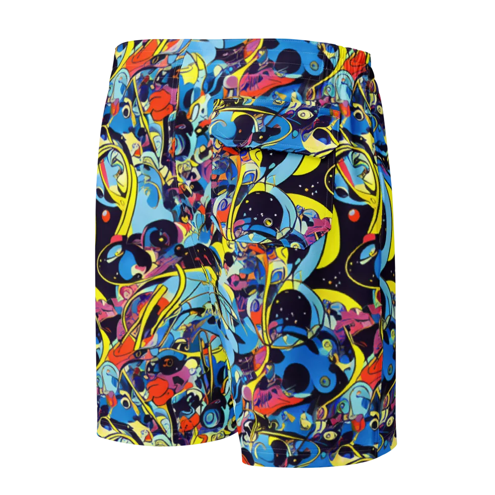 Brown Brushwork on Men's Board Shorts — Back