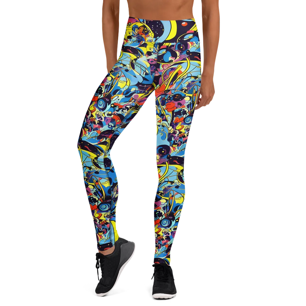 Brown Brushwork on Yoga Leggings — Front