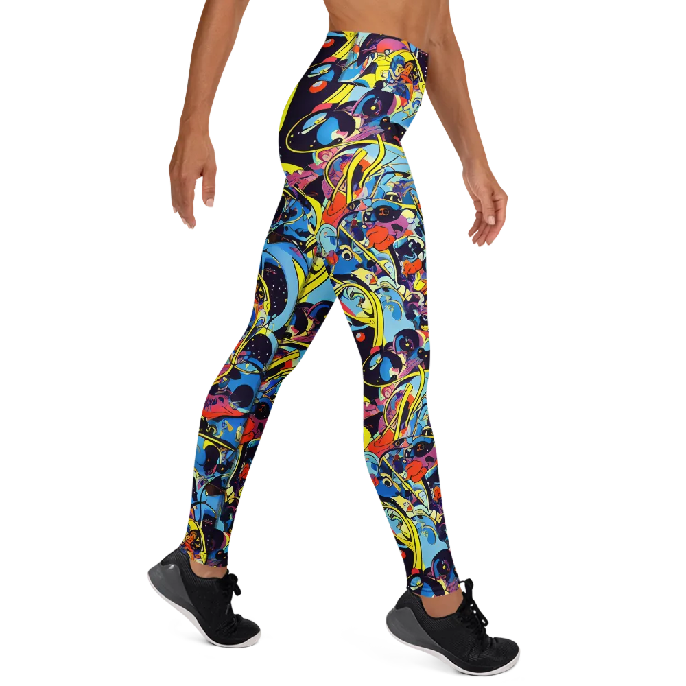 Brown Brushwork on Yoga Leggings — Right
