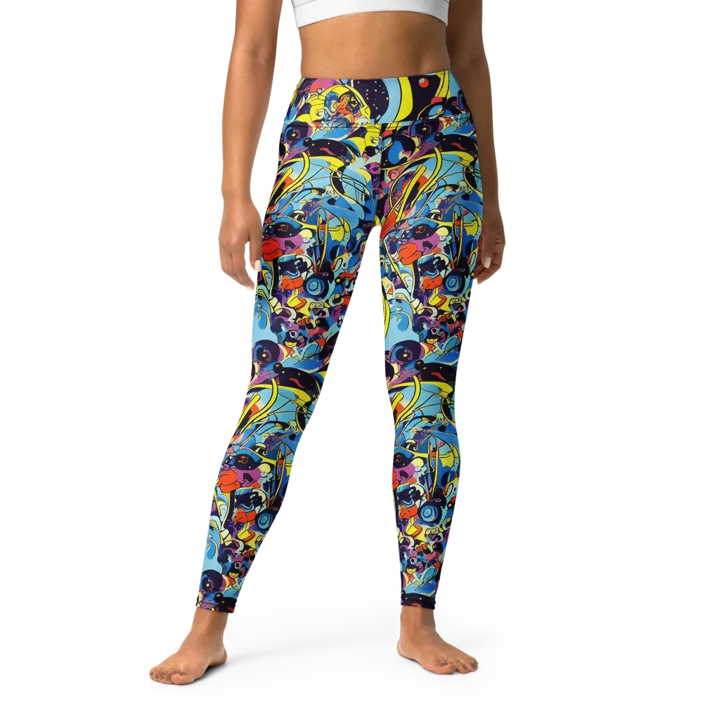 Brown Brushwork on Yoga Leggings — Front