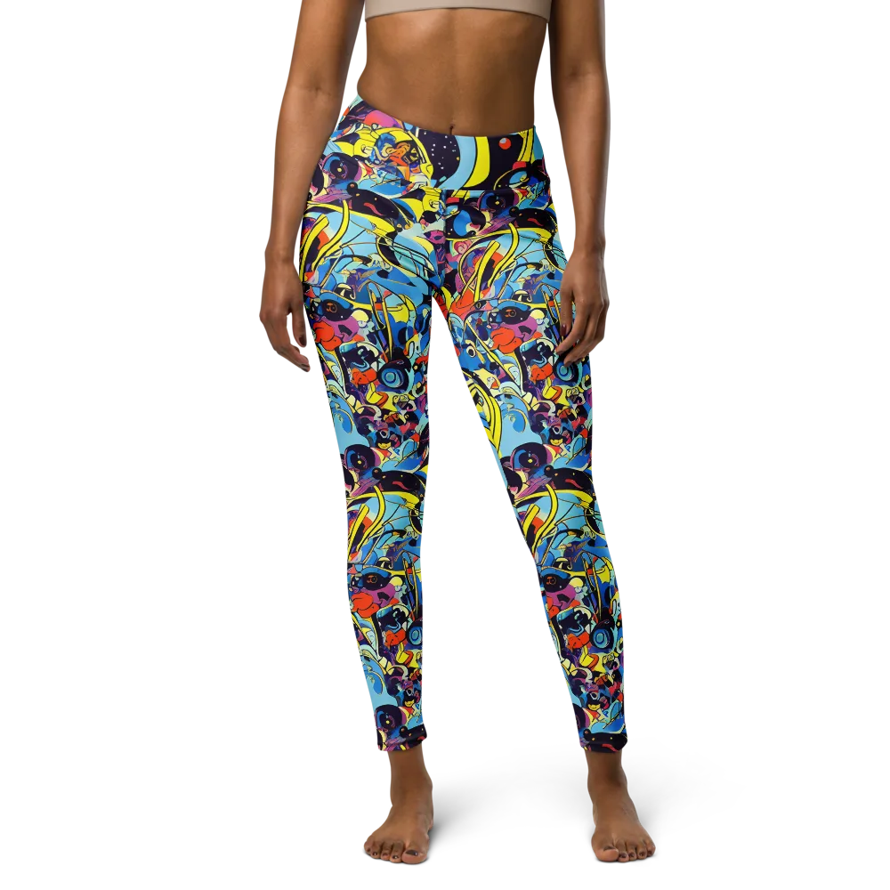 Brown Brushwork on Yoga Leggings — Front