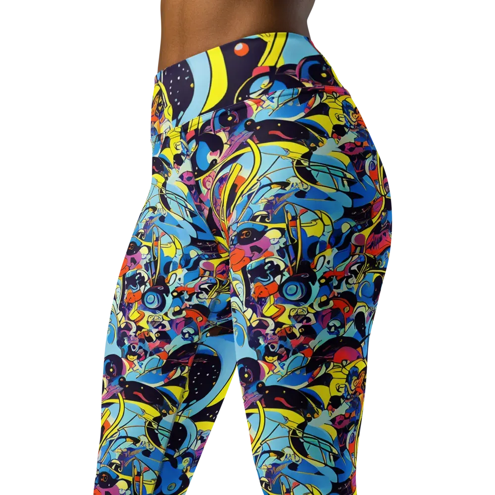 Brown Brushwork on Yoga Leggings — Left Front