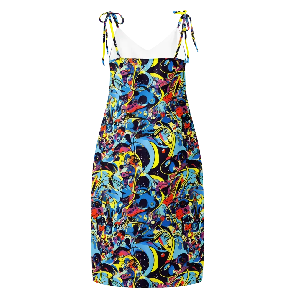 Brown Brushwork on Slip Dress — Back