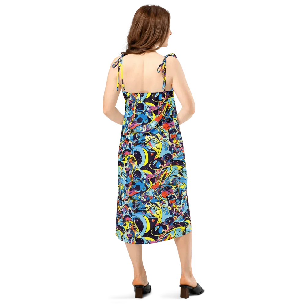 Brown Brushwork on Slip Dress — Back