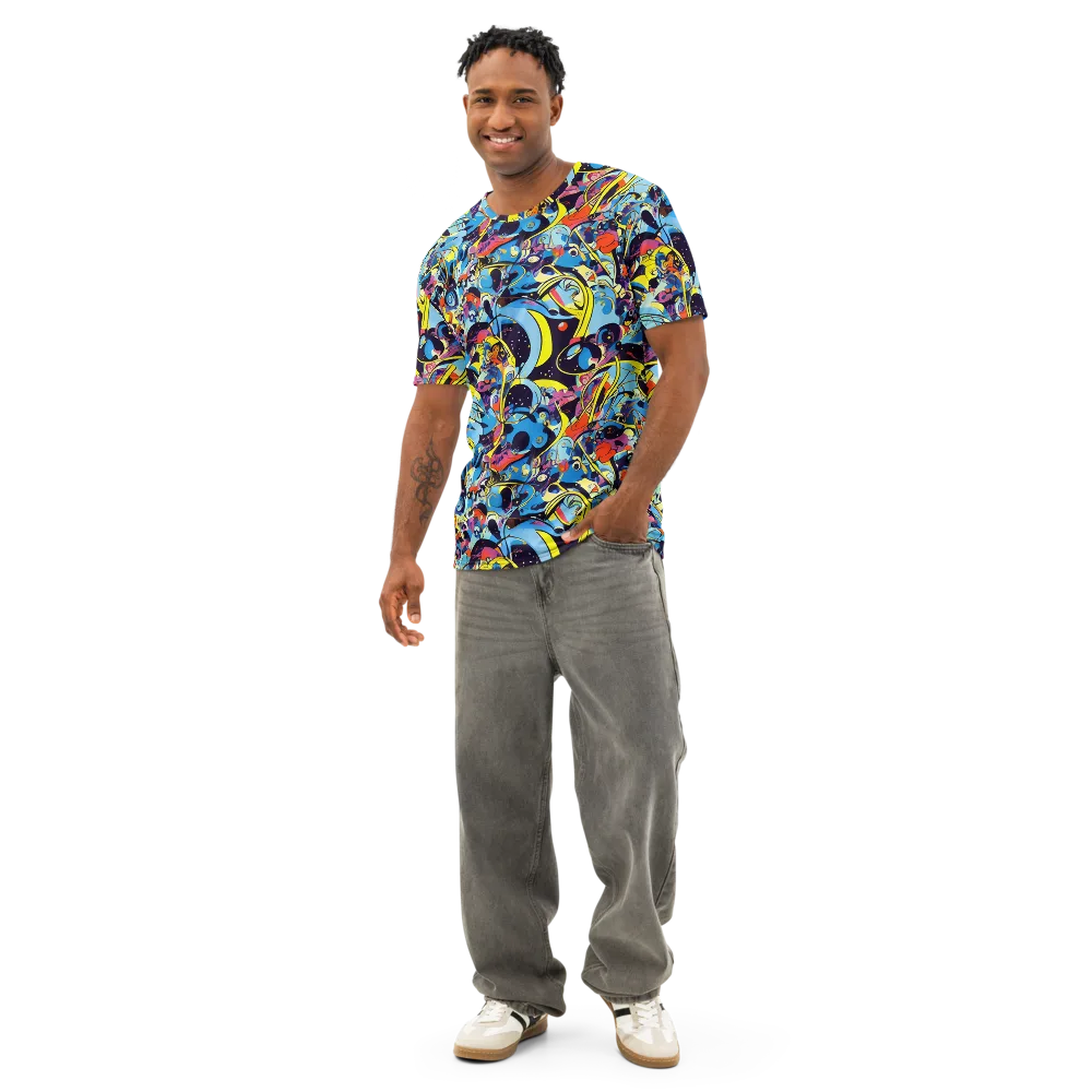 Brown Brushwork on Men's Cotton Crew Neck T-Shirt — Front