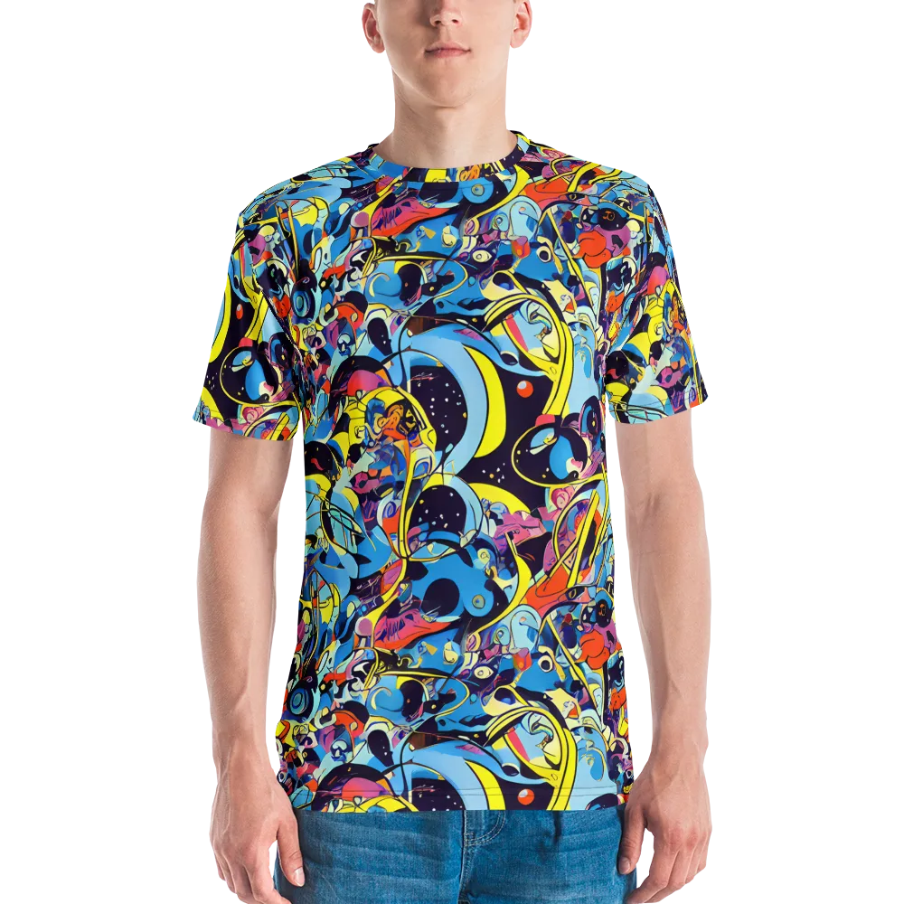Brown Brushwork on Men's Crew Neck T-Shirt — Front