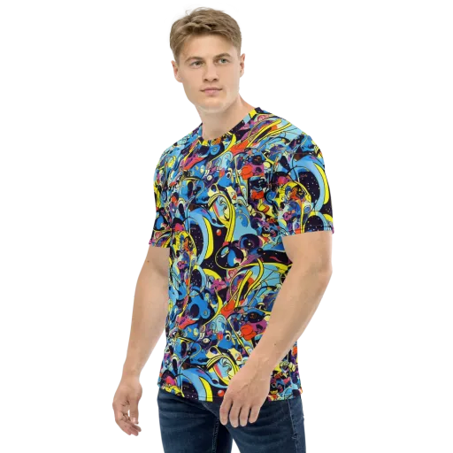 Brown Brushwork on a Men's Crew Neck T-Shirt