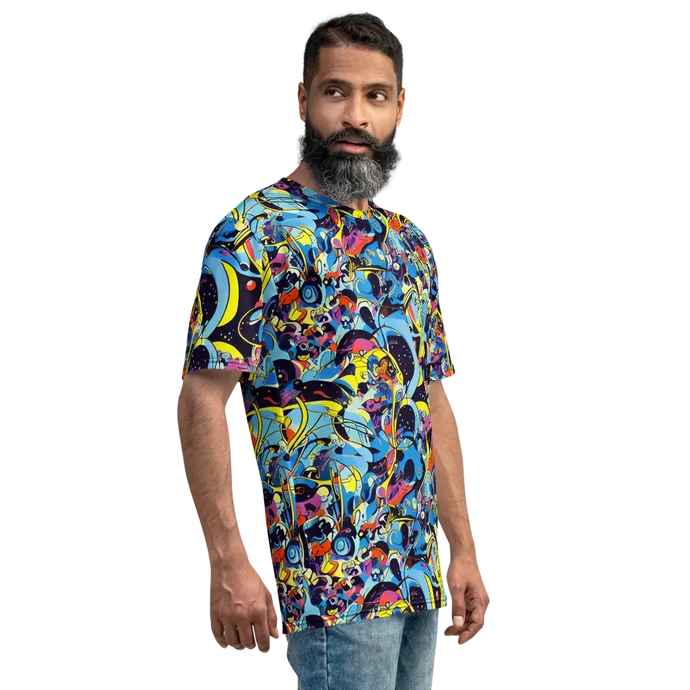 Brown Brushwork on Men's Crew Neck T-Shirt — Right