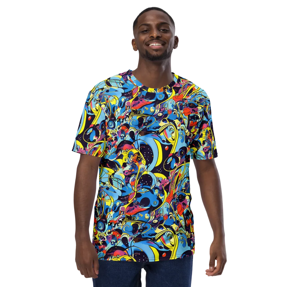 Brown Brushwork on Men's Crew Neck T-Shirt — Front