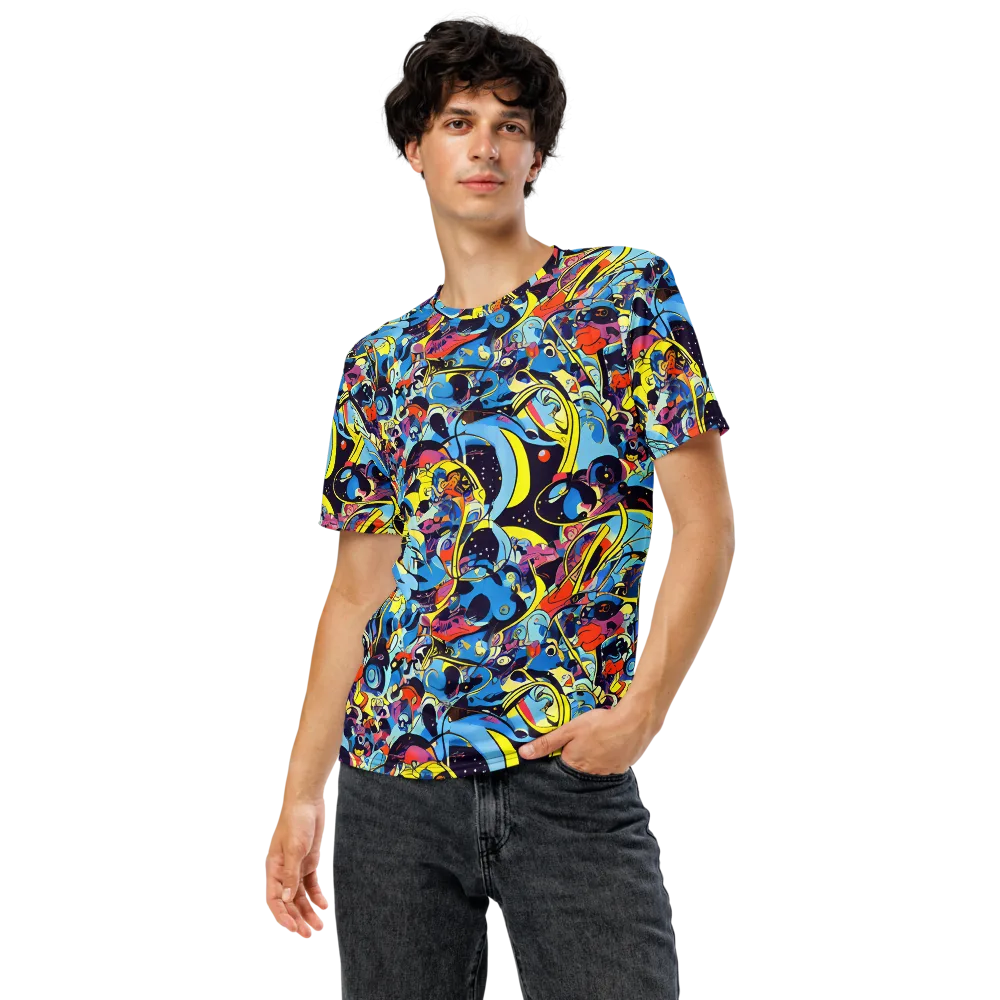 Brown Brushwork on Men's Crew Neck T-Shirt — Front