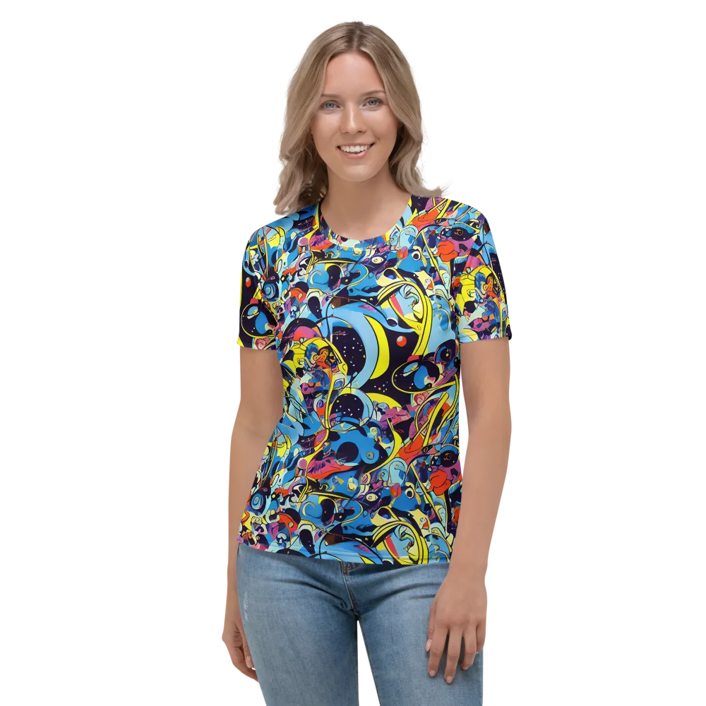 Brown Brushwork on Women's Crew Neck T-Shirt — Front