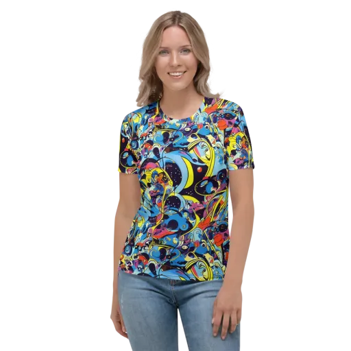 Brown Brushwork on a Women's Crew Neck T-Shirt