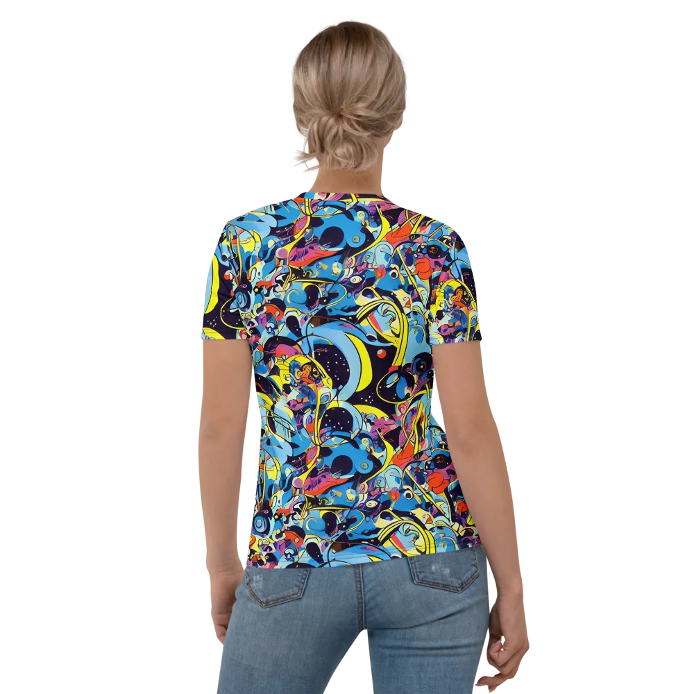 Brown Brushwork on Women's Crew Neck T-Shirt — Back