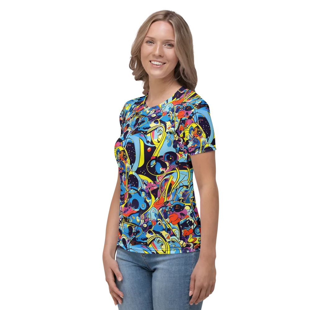 Brown Brushwork on Women's Crew Neck T-Shirt — Left