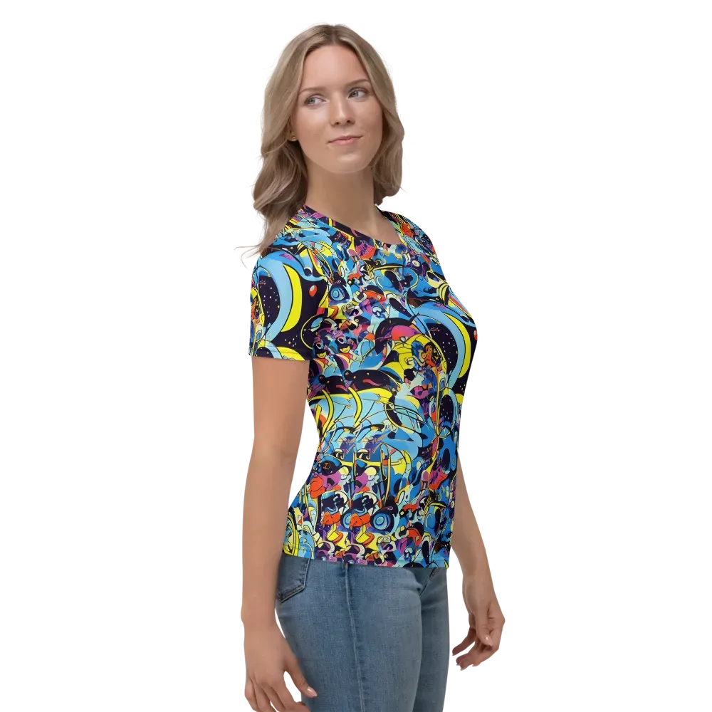 Brown Brushwork on Women's Crew Neck T-Shirt — Right