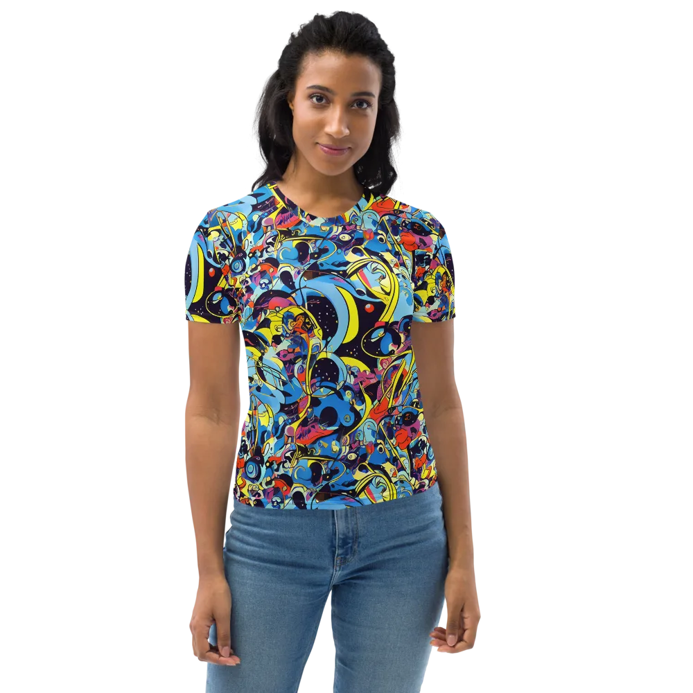 Brown Brushwork on Women's Crew Neck T-Shirt — Front
