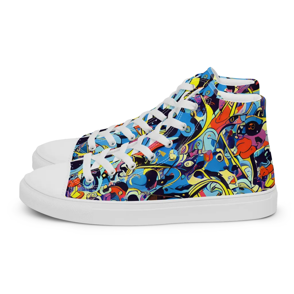 Brown Brushwork on Women's High Top Canvas Shoes — Left