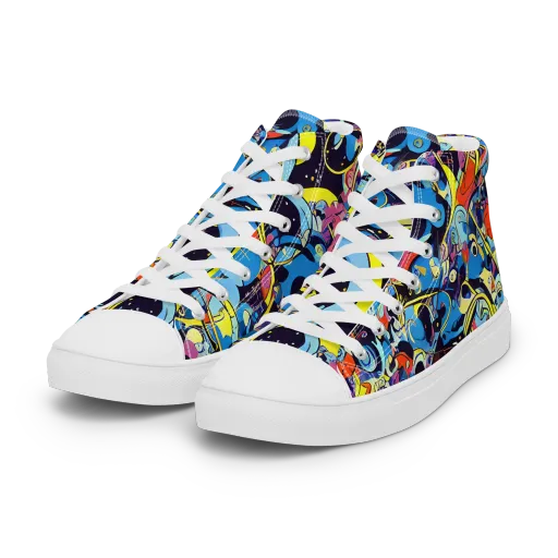 Brown Brushwork on a Women's High Top Canvas Shoes