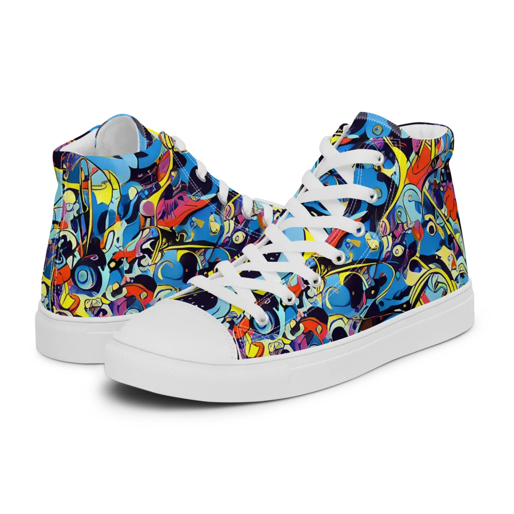 Brown Brushwork on Women's High Top Canvas Shoes — Left