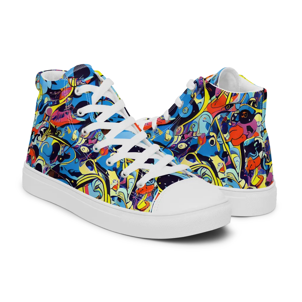 Brown Brushwork on Women's High Top Canvas Shoes — Right