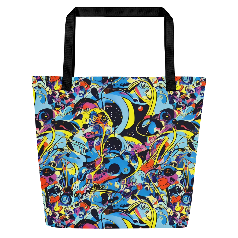 Brown Brushwork on Large Tote Bag W/ Pocket — Front