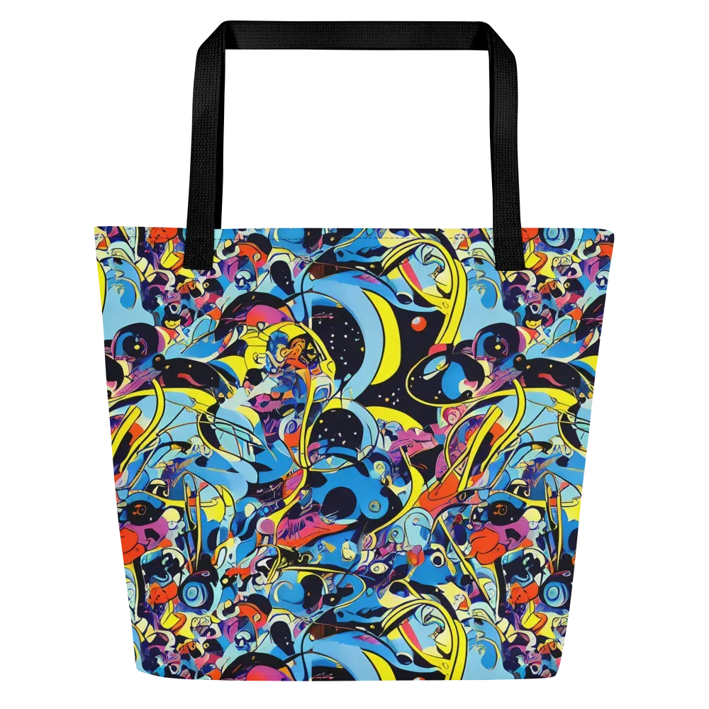 Brown Brushwork on Large Tote Bag W/ Pocket — Front