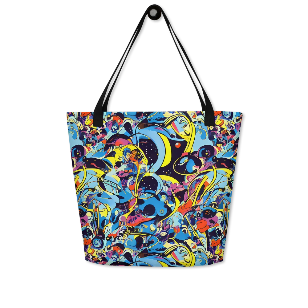 Brown Brushwork on Large Tote Bag W/ Pocket — Front
