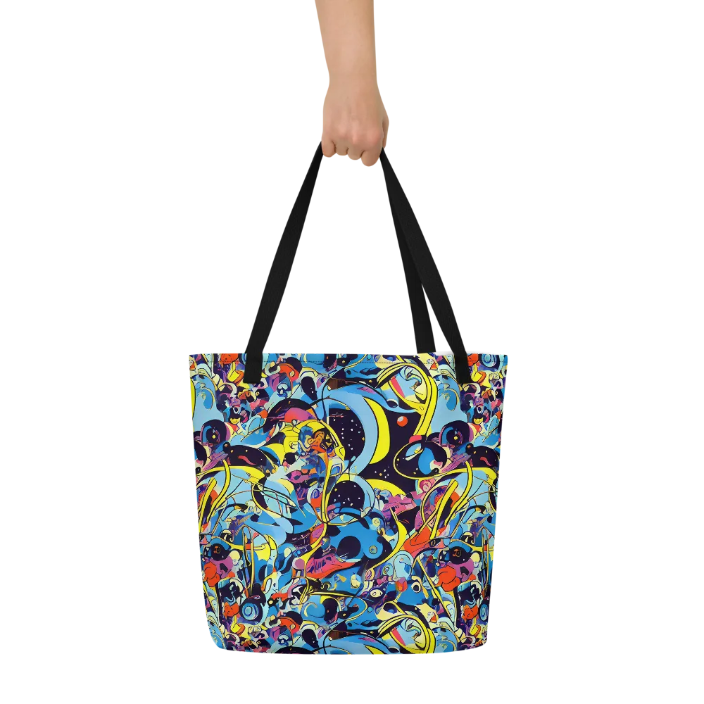 Brown Brushwork on Large Tote Bag W/ Pocket — Front